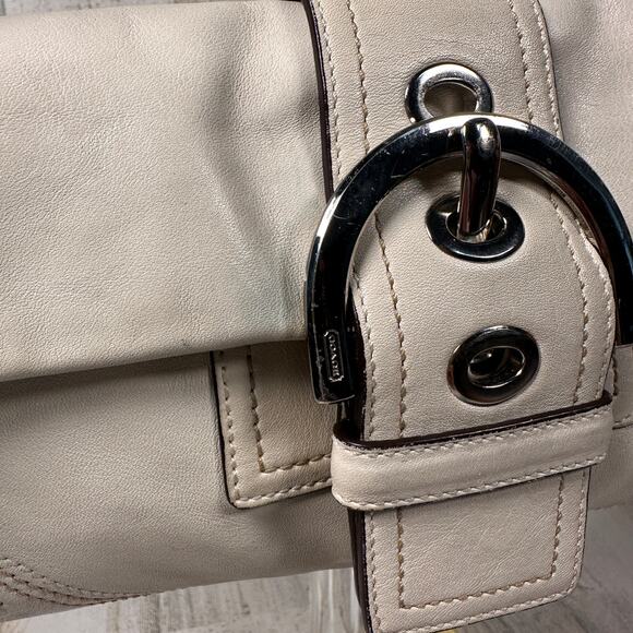 Coach Soho Flap Shoulder Bag White & Brown Leather Style 8A05 | Y2K - Picture 4 of 11
